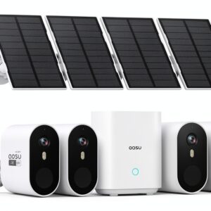 AOSU Caméra Solaire 4 Caméras 2K Vision Nocturne Sécurité-0