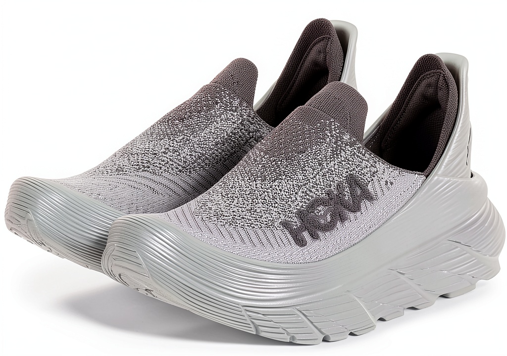 Chaussures HOKA ONE ONE en maille jacquard sur un fond neutre